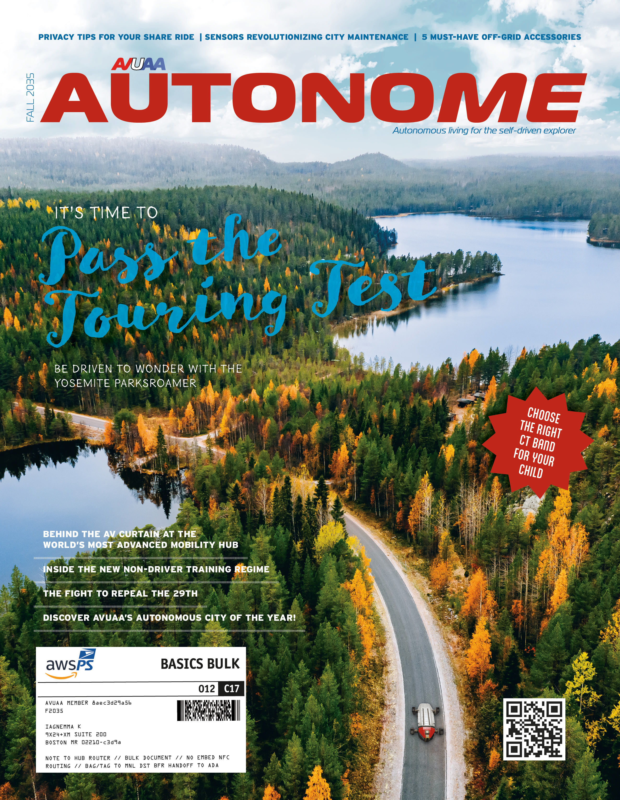 Spread from the Near Future Laboratory's magazine from a possible autonomous vehicle future